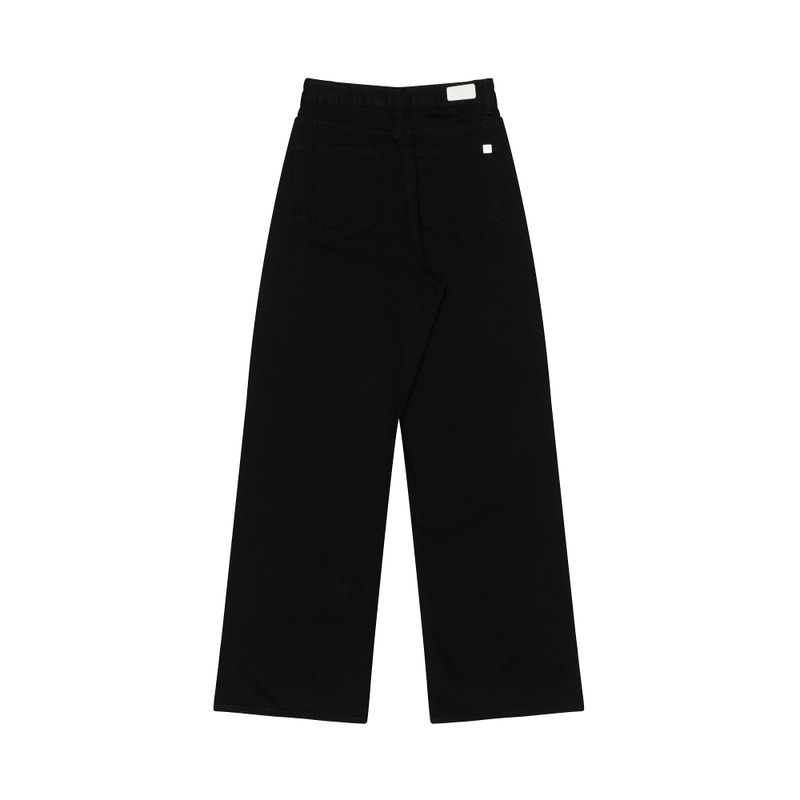 RIBBON EMBROIDERED BLACK DENIM PANTS code 18203