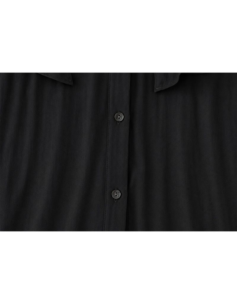 Leonie V-Neck Cape Tie Button Blouse Black