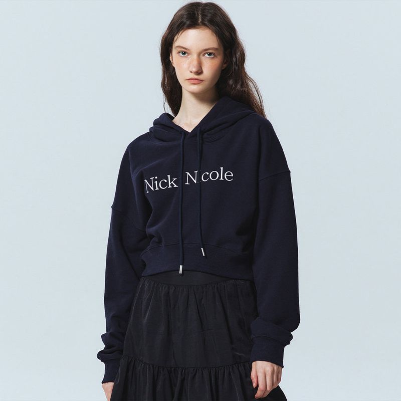 NICOLE LOGO CROP HOODY_MELANGE