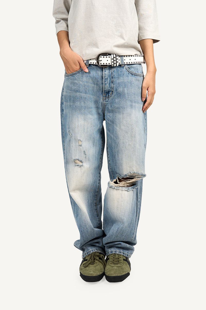 Distressed vintage denim pants