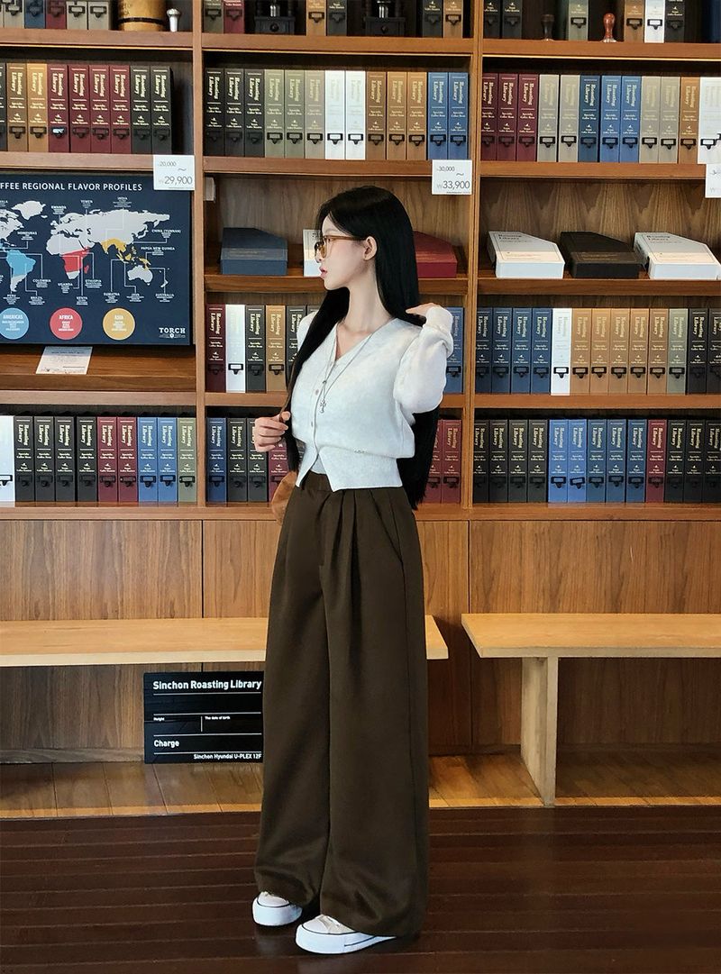 [BELLIDE MADE] DOUBLE-SIDED FLEECE DOUBLE PINTACK WIDE PANTS