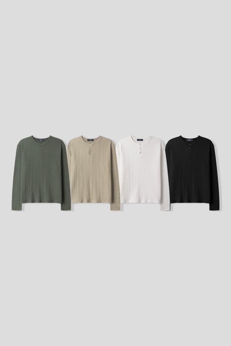 Corduroy Slim Henly Neck Long Sleeve