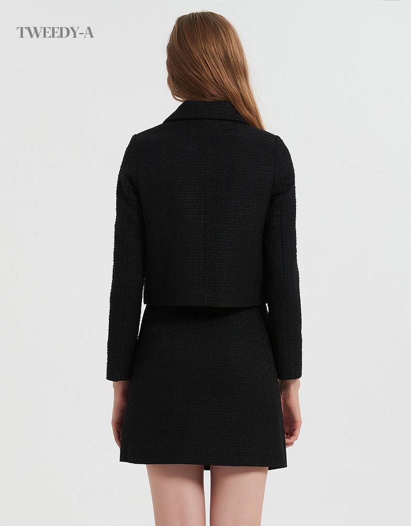 Basic Tweed Jacket - Skirt Two Piece BLACK