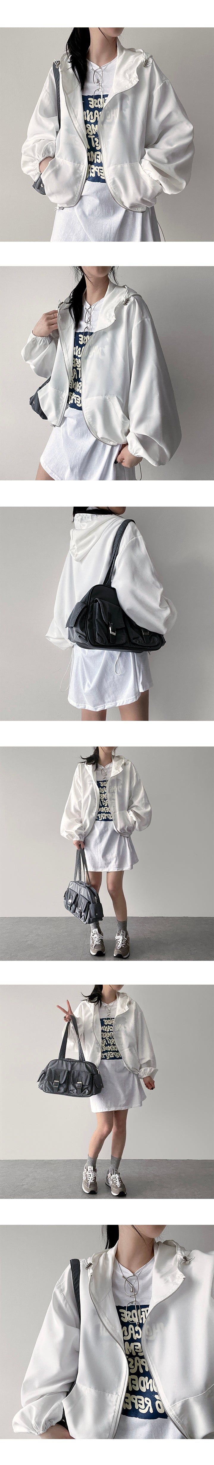 V-key String Windbreaker Hooded Jumper