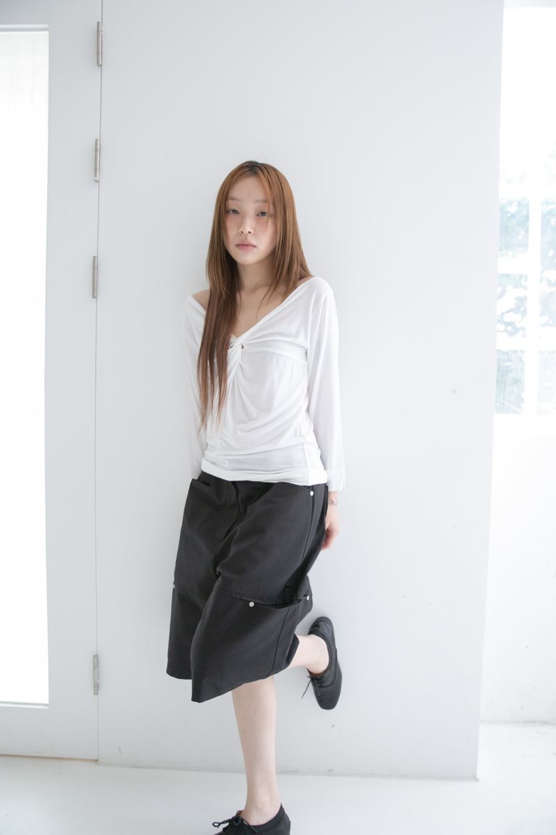 rivet hidden cotton bermuda pants(2colors)