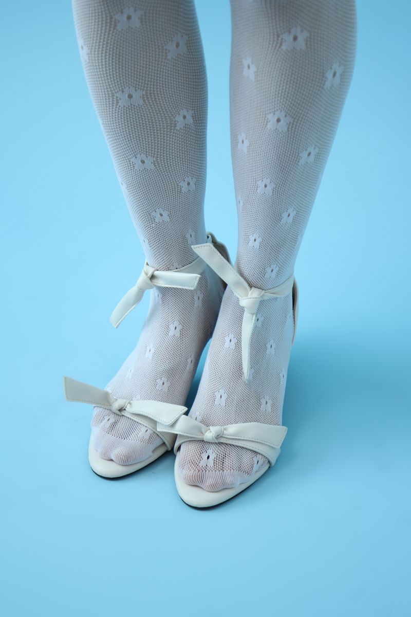 mini flower mesh tights (white)