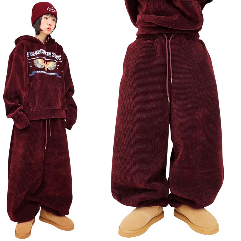 Wide corduroy mink napping pants