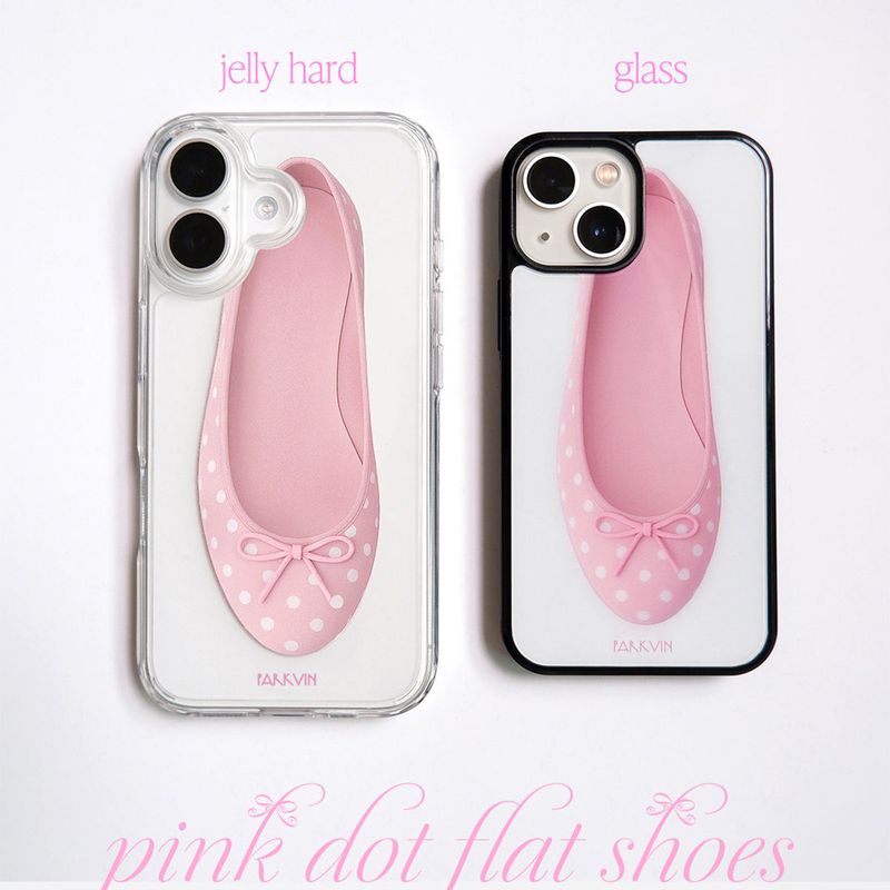 [Glass] pink dot shoes case 