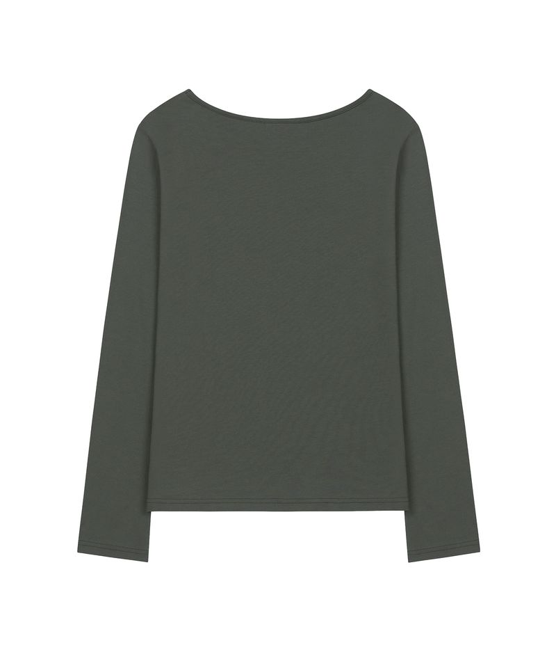 Rosette Graphic Boat Neck Long Sleeve - KHAKI