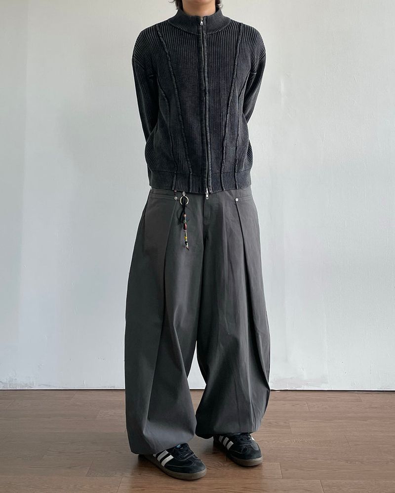 Curve Pigment Knit Zip-Up