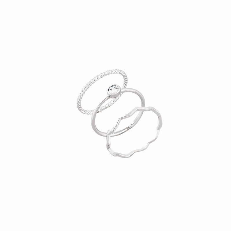 [3SET] WHITE BEZEL RING