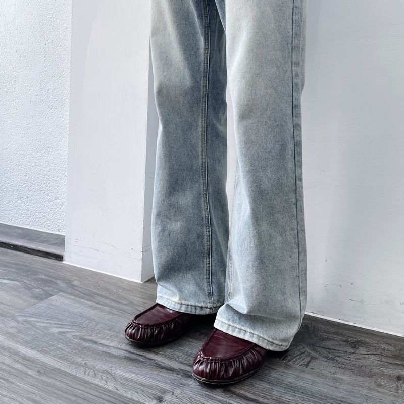 Bleached Wide-Leg Jeans