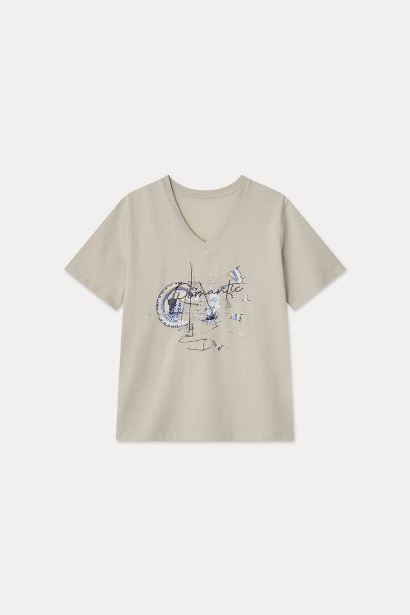 GALAXY V-NECK T-SHIRT_LIGHT BEIGE