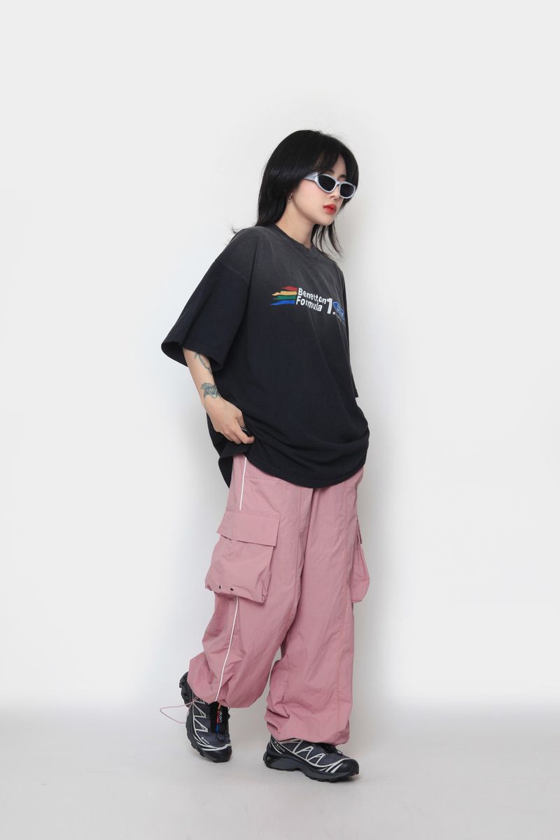 Piping nylon cargo pants