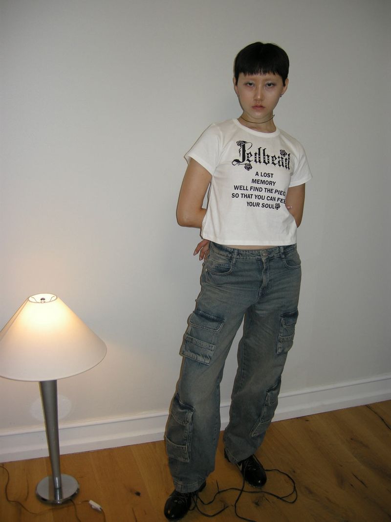 [MADE] ROSE LOGO CROPPED TEE IVORY  