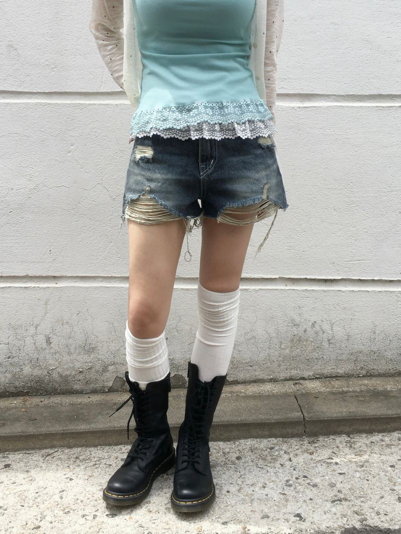 RITCORE（リットコア）の「Distressed Washed Denim Hot Pants (3c)（Pants）」