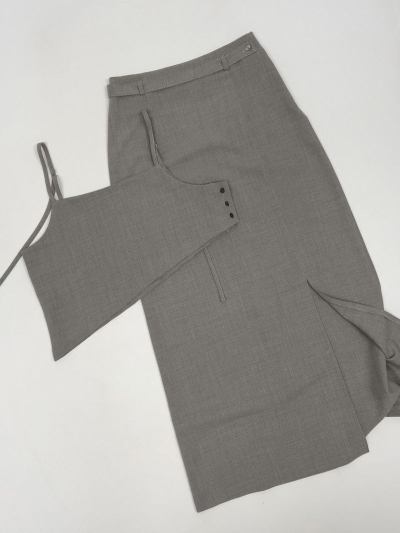 [SS] Bocashi Button Long Skirt