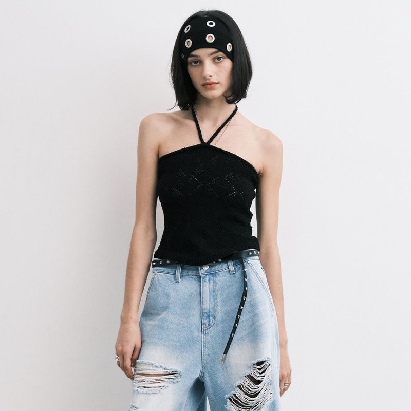 MIDNIGHT MOVE（ミッドナイトムーブ）の「knit top (black)（Tops）」