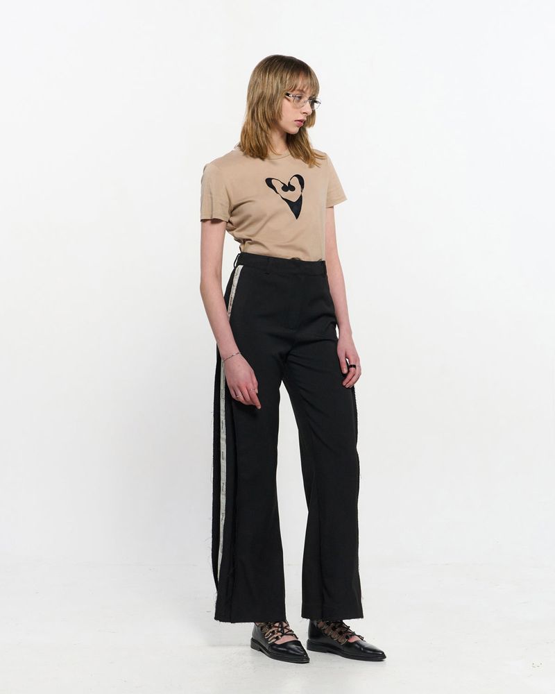 Pleated Logo-Tape Trousers _ BLACK