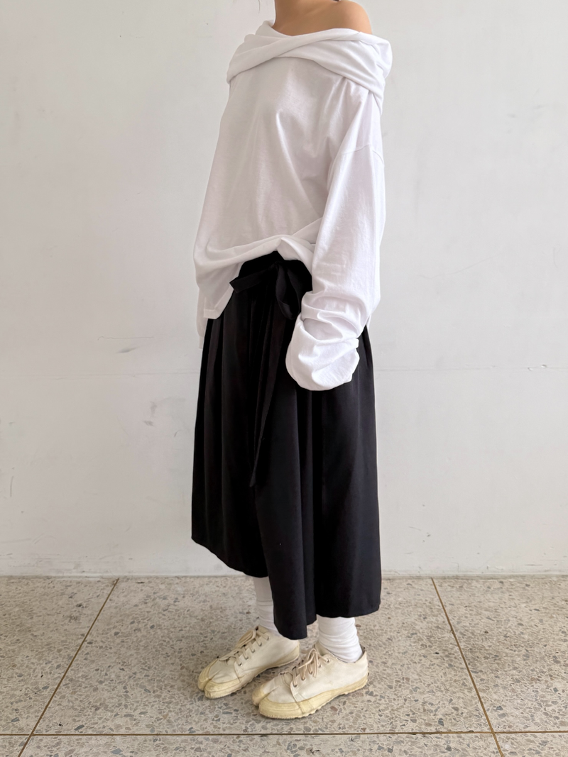 wrap skirt + pleats pants