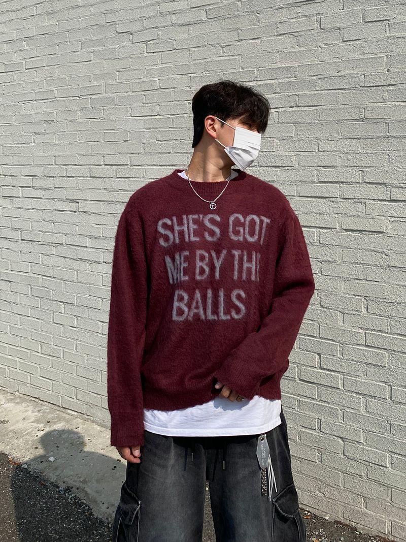 Easy Wool Lettering Knitwear (4color)