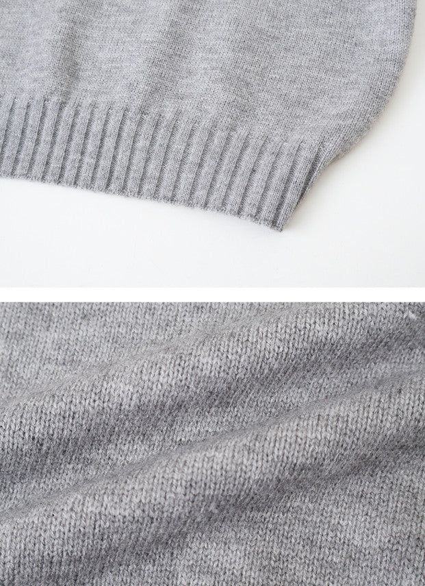 Amelie Leather Patch Loose V-neck Knit (6color)