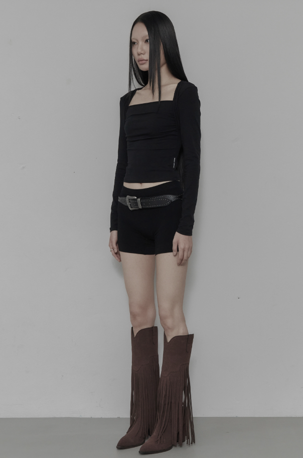 [mnem] Bolero Shirring Top (black) – Renew
