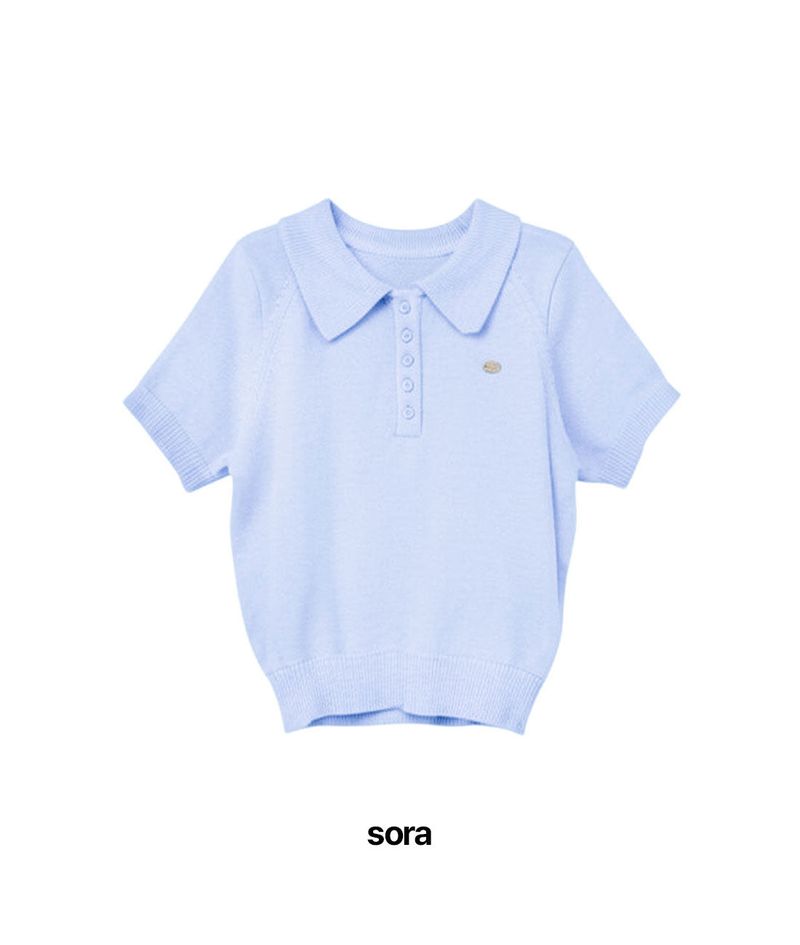 Monal Collar Short Sleeve Knit Tee