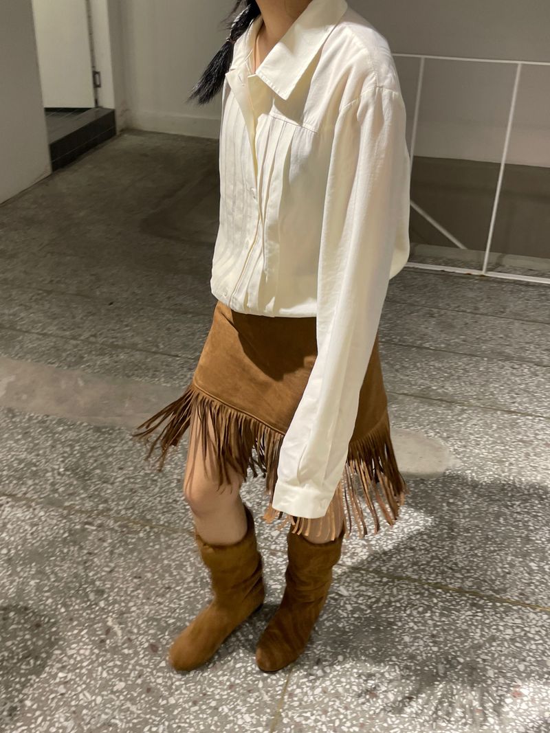 Western hippie suede skirt