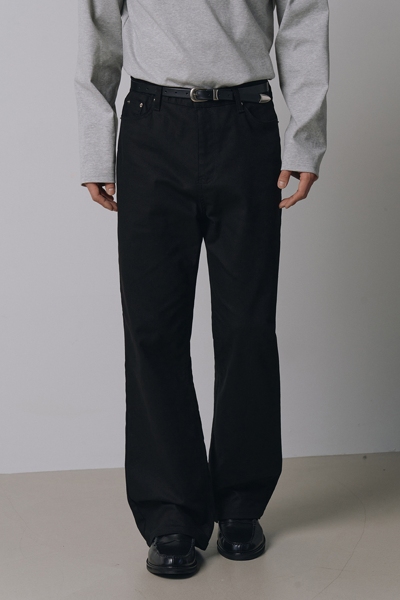 Semi flare cotton pants(Black)