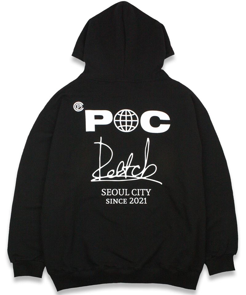 peaceoffclub（ピースオフクラブ）の「Sign_Logo Hooded Sweatshirt BLACK（Tops）」