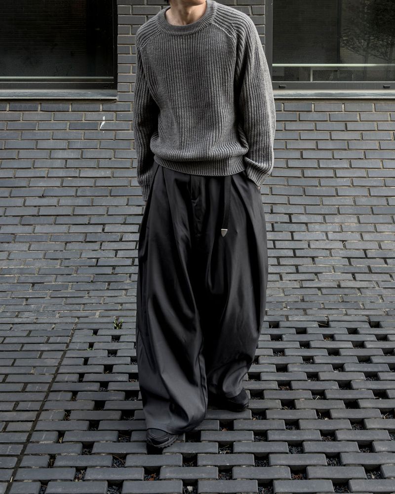 Ian Double-Pleat Wide Slacks