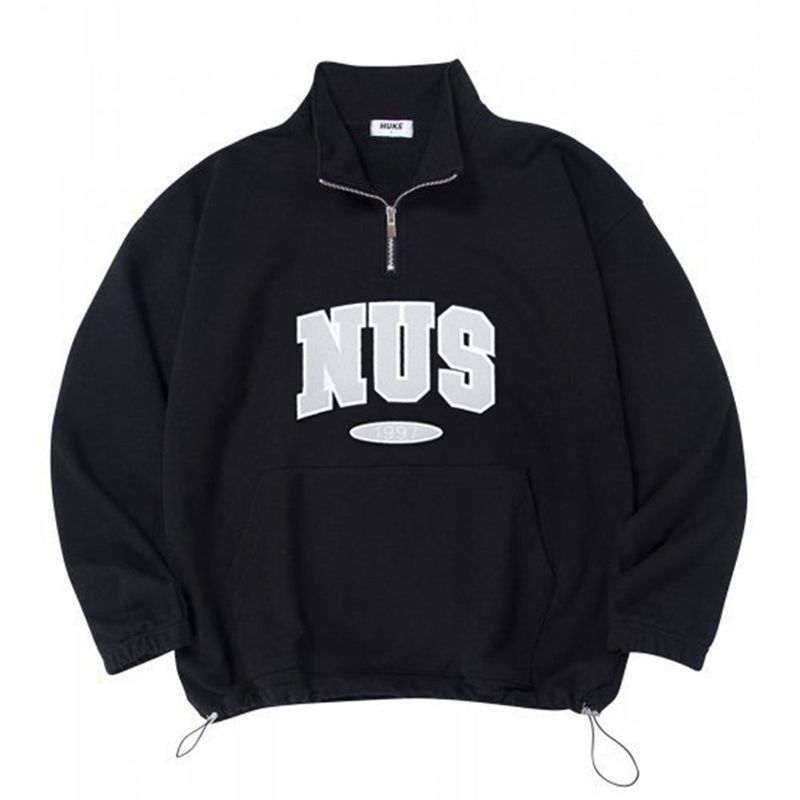 Huke x Nus. ハーフジップアップ(BLACK)