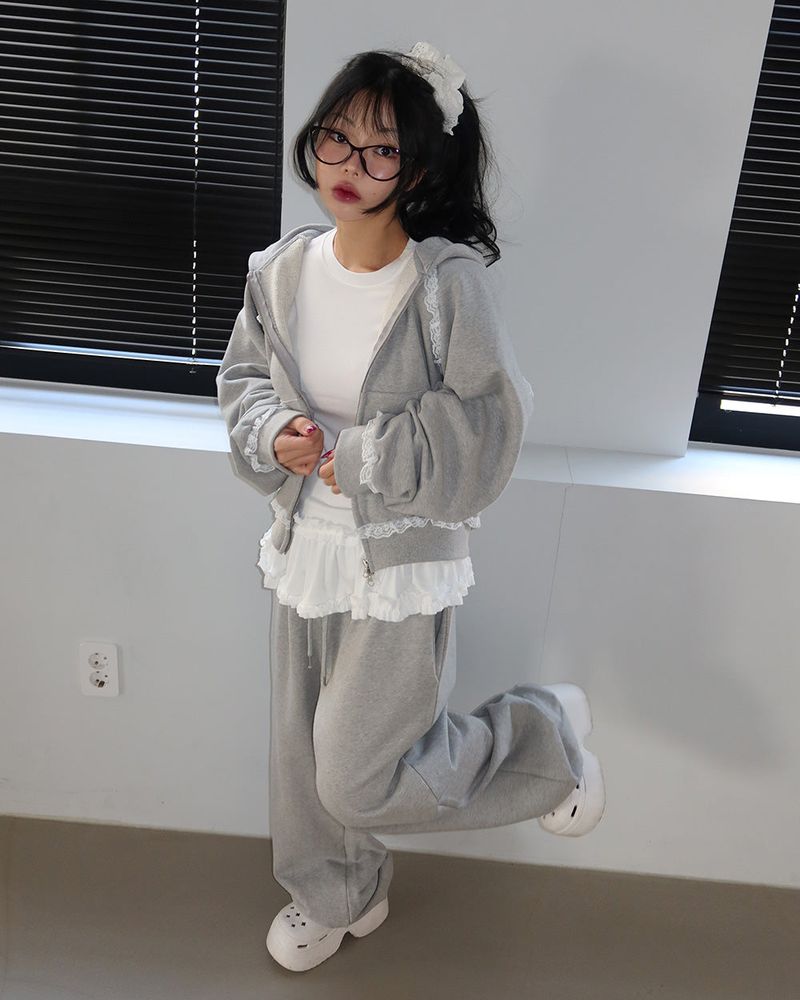 Levit Frill Lace Hooded Zip-Up