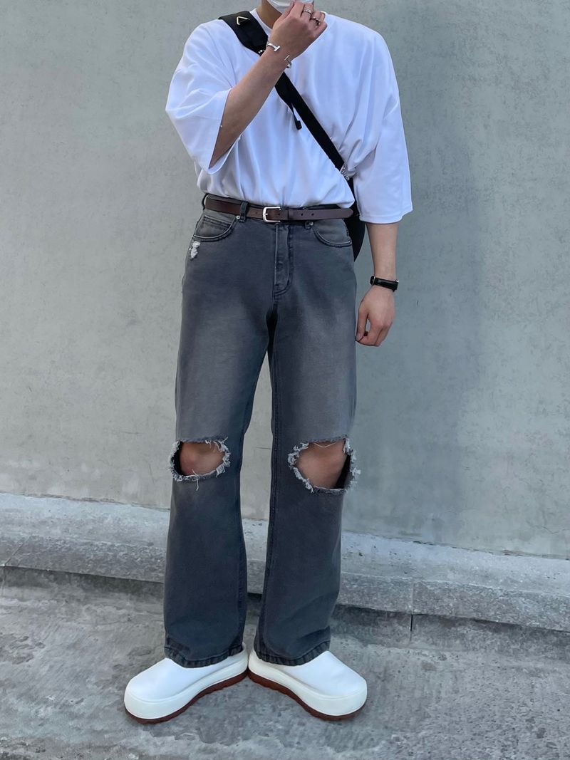 EASY DETROYED DENIM PANTS(2COLOR)