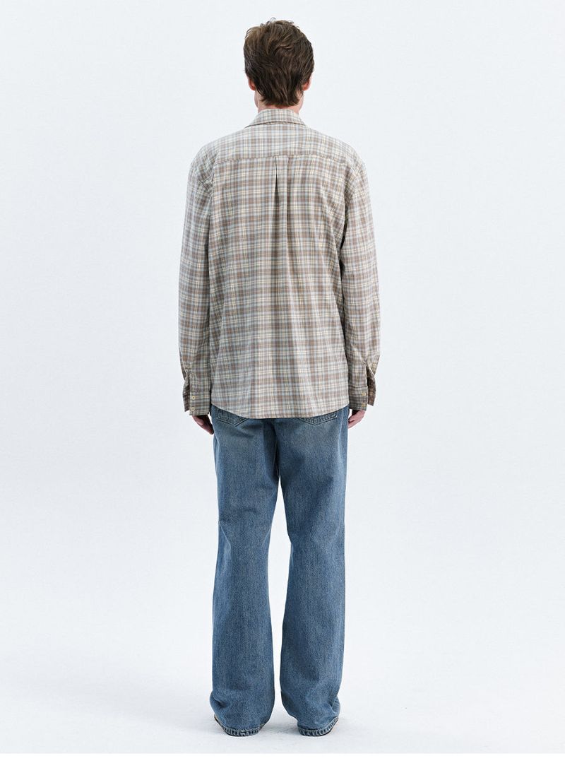 SOFT AND MILD MINIMAL CHECK SHIRT_BEIGE
