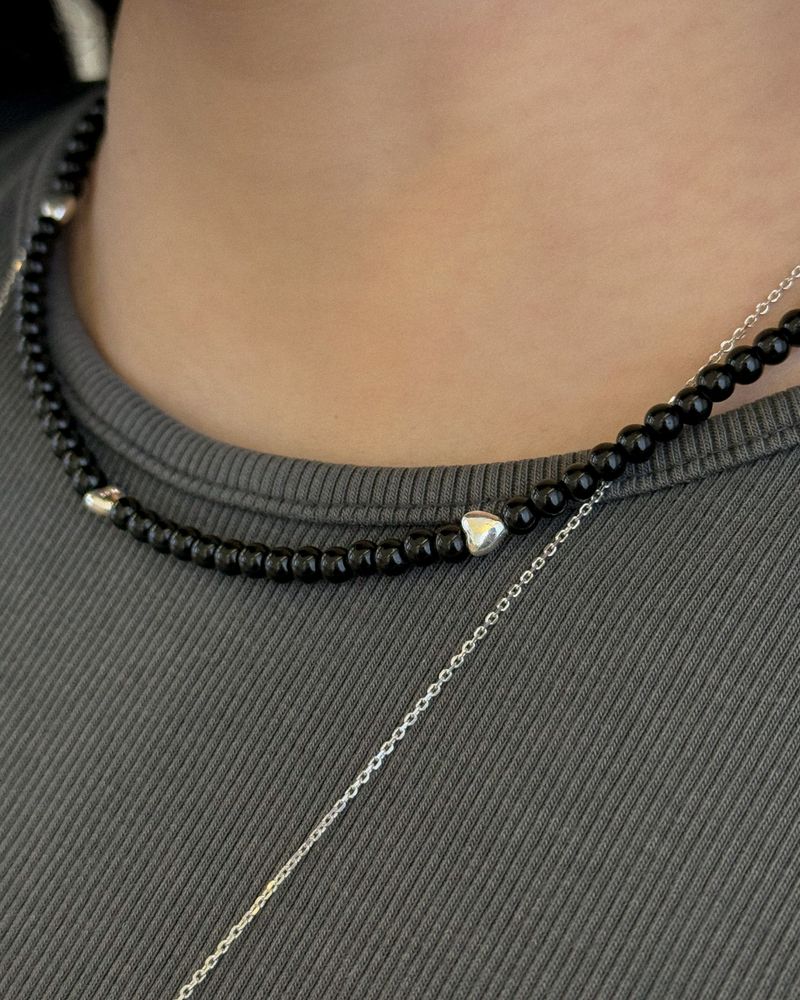Noir heart choker necklace (silver)