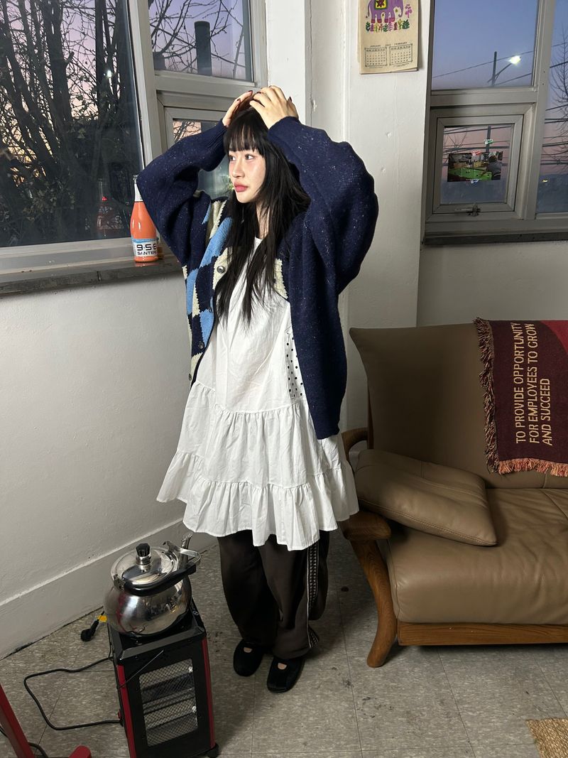 (2color) dot frill dress