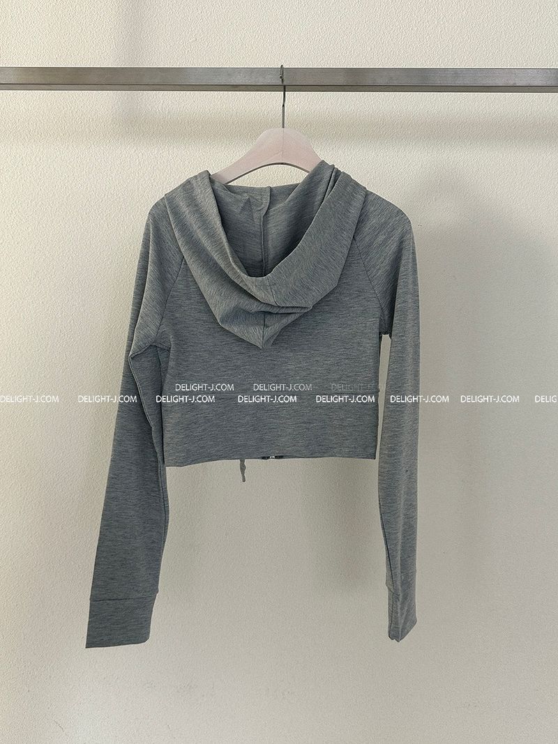 Star cropped mini hoodie zip-up