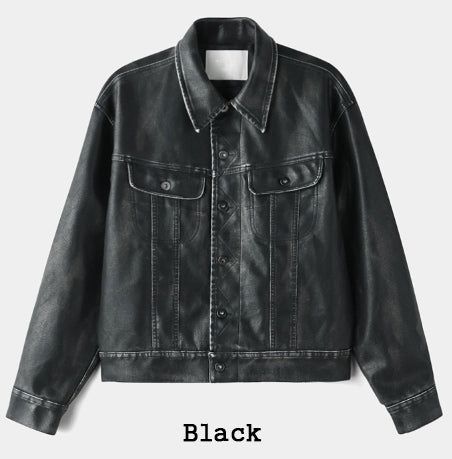 Creep Vintage Leather Trucker Jacket