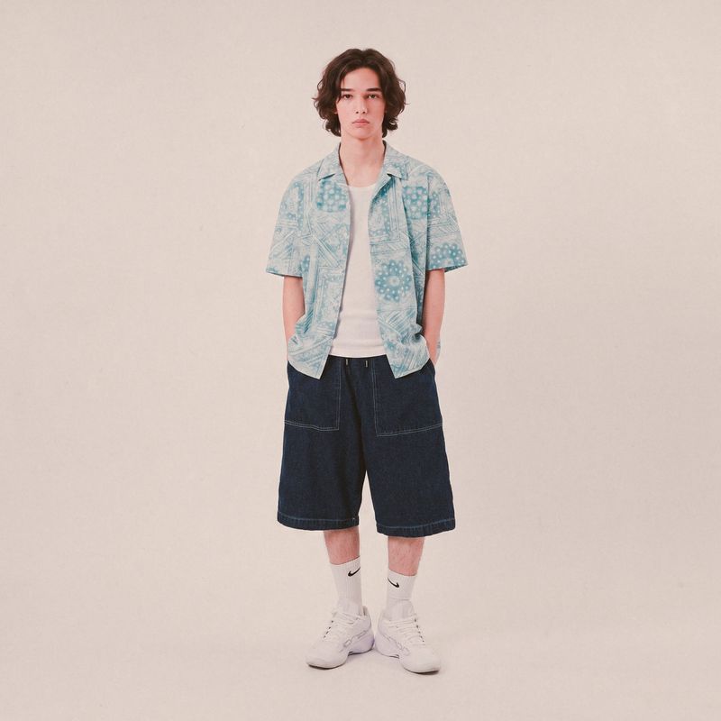 smoke paisley open collar shirt_blue