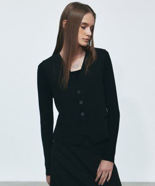 SINGLE BREASTED BUCKLE VEST_BLACK