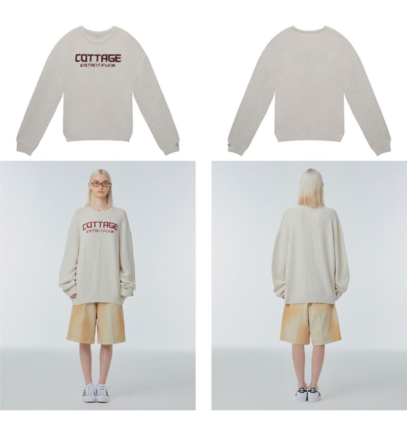 Oversized needlework wool-blend sweater
