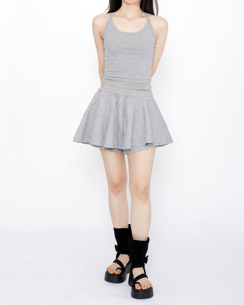 Yeori 3-Piece Set: T-shirt + Sleeveless Bra Top + Elastic Skirt Shorts