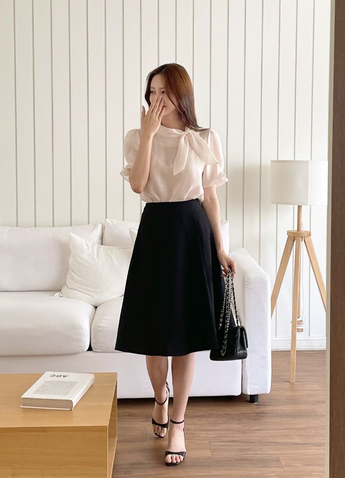 Rihelle Unbalanced Flare Midi Skirt