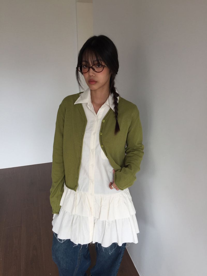 Lamb Buck Shirt Frill Dress (2color)