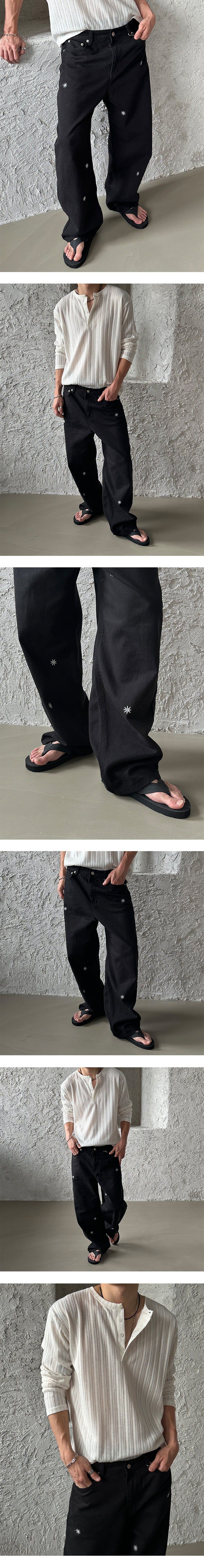 Minimal patch semi wide pants (3color)