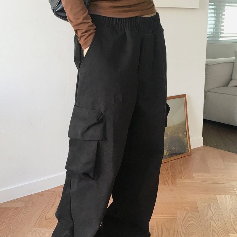 WONDER WONDER（ワンダーワンダー）の「Ritun fleece cargo pocket banding cotton long wide pants（Pants）」
