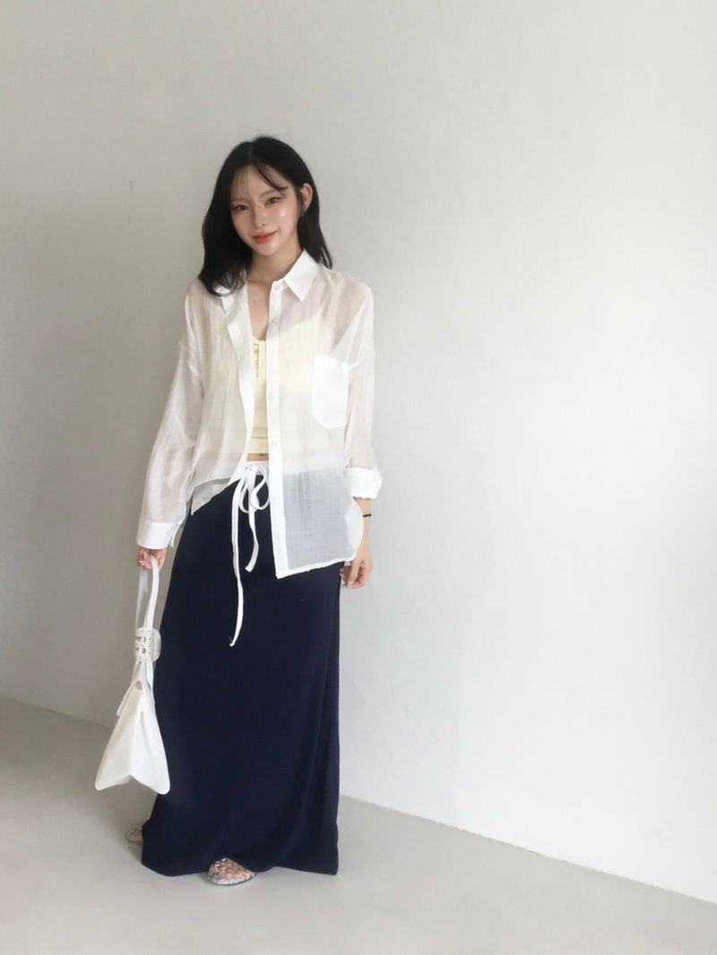 Airy shell see-through shirt (7c)