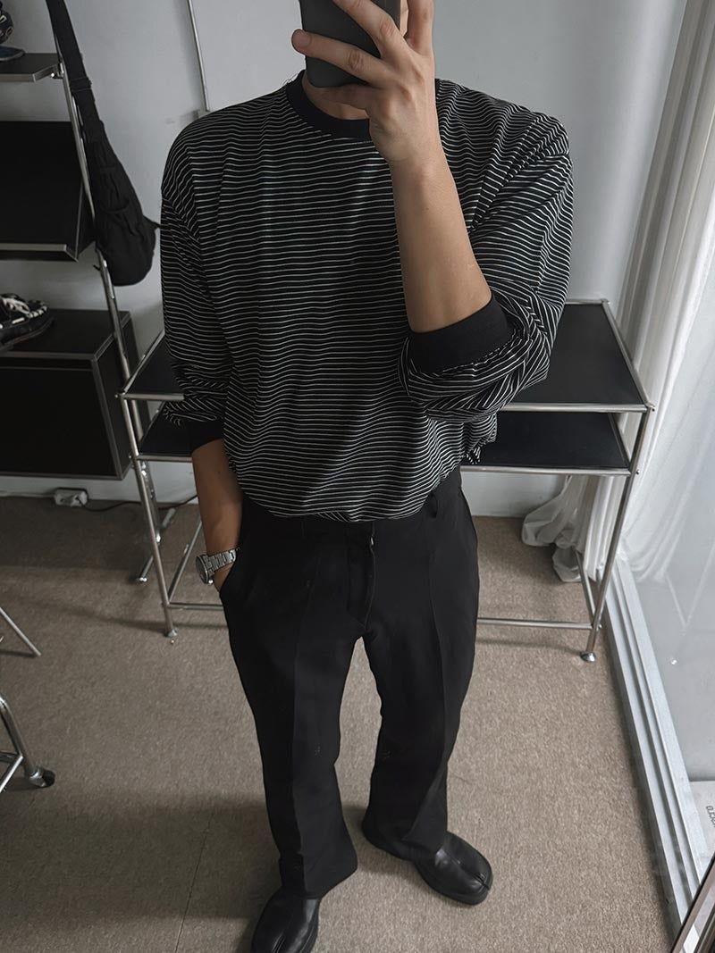 ASCLO Thin Border Slit T Shirt (2color)